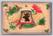 Antique 1910 Christmas Deer Bell Postcard Postmark Fontanelle Iowa Nice Duplex picture