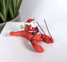 Santa Riding a Lobster with Christmas Presents Ornament Signed JO picture
