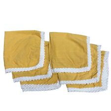 Pier 1 Imports Yellow Lace Trim  Chambray Mustard Seed Cloth Napkins Set Of 6 picture