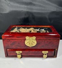 Vintage Asian San You Cork Art Diorama Trinket/Jewelry Box With Drawer picture