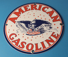 Vintage American Gasoline Sign - Gas Motor Oil Pump Plate Porcelain Sign picture