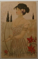 Girl archer. Art Nouveau. Golden details. France 1905. picture