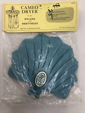 Vintage 1950-60s MCM Cameo Dryer Nylons Stockings Blue Seashell Pantyhose Hanger picture