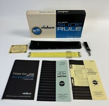 Vintage PICKETT All Metal Slide Rule N803-ES Black Leather Case, Box, Manuals picture