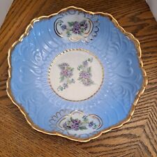 Vintage Limoges Blue With Purple Flowers Gold Scalloped Trim 9'' picture
