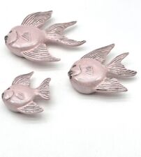 3 Vintage 1960 Kitschy Ceramic Fish Pink Iridescence 5.5-3in READ picture