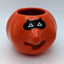 Vintage 1970's Hallmark Masked Halloween Jack Pumpkin Tea Light Candle Holder picture