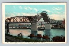Portland OR, Broadway Bridge, Willamette River, Oregon Vintage Postcard picture