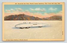 Bonneville Salt Flats World Record Racer Speedway Great Salt Lake VTG Postcard picture
