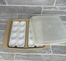 Vintage Tupperware Deviled Egg Keeper Carrier Tray #723-2 Almond picture