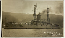 1913 U.S.S. Illinois US Navy RPPC Real Photo Postcard Funchal, Madeira Portugal picture
