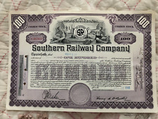 1960'S SOUTHERN RAILROAD RAILWAY VINTAGE STOCK CERTIFICATE WITH SR EMBLEM picture