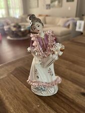 6” Vintage Japan Victorian Colonial Woman w Flowers Porcelain Figurine picture