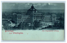 c1900s New Congressional Library, Greetings from Washington WA PMC Postcard picture