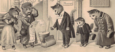 C.1900s Anthropomorphic Cats Kitten Hotel Porter Embossed Vintage Postcard picture