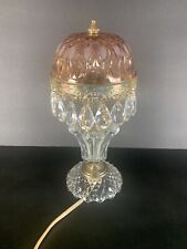 Vintage Michelotti style Boudoir Lamp with Pink Glass Shade & Clear Prisms picture