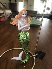 Beautiful ￼ green ￼Sequins Resin ￼mermaid Holding  seahorse christmas ornament picture
