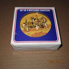Set of 4 Vintage Walt Disney World Showcase Epcot Center Plastic Coasters 1982 picture