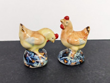 Miniature Ceramic Rooster Figurines Small Vintage Glazed Ceramic 2 Inch Chickens picture