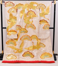 Japanese Kimono Uchikake Vintage Gorgeous wedding Gold Crane (u63) picture