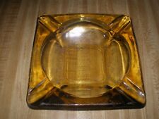 Vintage Square Amber Glass Ashtray EUC 6