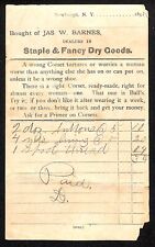 Monticello, Missouri? Jas W. Barnes Dry Goods 1891 Billhead for Buttons & Thread picture