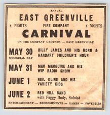 1951 CARNIVAL EAST GREENVILLE PENNSYLVANIA AD Vintage 4