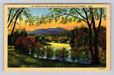 Green Mountains VT-Vermont, Mt Mansfield, Lemoille River, Vintage c1941 Postcard picture