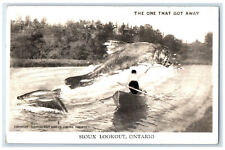 Sioux Lookout Ontario Canada RPPC Photo Postcard Giant Fish Getting Away 1950 picture