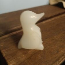 Vintage Mini White Marble Quartz Stone Duck Figurine picture