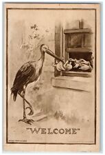 c1910's Stork Delivering Baby On Window Saginaw Oregon OR Antique Postcard picture