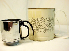 2 Vtg Flour Hand Sifters Androck 3 SCREEN Metal Tin 50's USA Cakes Pies FreeShip picture