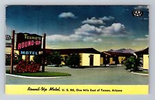 Tucson AZ-Arizona, Round-Up Motel, Advertising, Antique, Vintage c1954 Postcard picture
