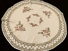 Oversized Doily Tablecloth Round Embroidered Ribbon Floral 29