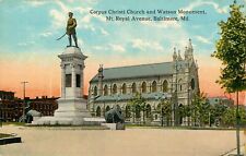 Postcard Baltimore Corpus Christi Church Watson Monument Mt. Royal Ave Unposted picture