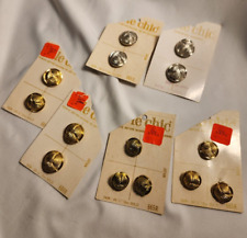Lot of 6 Vintage Le Chic Button Cards For Sewing metallic, silver and gold tone picture