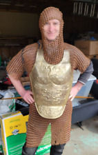 VINTAGE HAND MADE COPPER CHAINMAIL ARMOR SHIRT AND COIF L-XL 34 LBS. picture