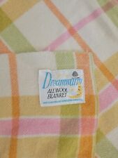 Vtg Dreamwarm Wool Blanket Checkered Pastel Retro Beautiful Silk Edge 72