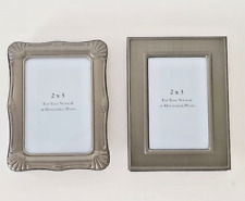 2 Pewter Toned Picture Frames 2x3 Metal Very Nice picture