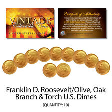 Franklin D Roosevelt 1970's U.S. DIMES Uncirculated 24KT GOLD Plated - QTY 10 picture