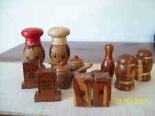 Lot 6 Vintage Wooden Salt and Pepper Shakers  (5 Souvenir) picture