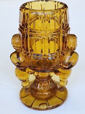 Vintage Toothpick Holder Amber Belmont Glass Works Peek A Boo picture