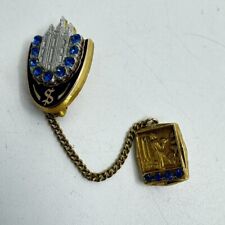 VINTAGE LDS MORMON SEMINARY PIN SLC UTAH TEMPLE BLUE STONES gold filled picture