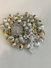 Sunflower Porcelain Prayer Catholic Rosary Beads picture