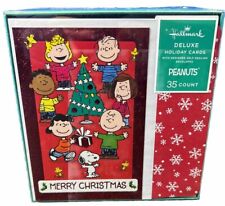 35ct Hallmark Peanuts Deluxe Charlie Brown Holiday Cards, Self Sealing Envelopes picture