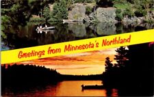Postcard Greetings from Minnesota's Northland Banner Card Lakes Unposted P387 picture
