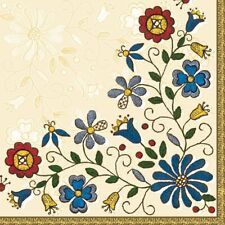 Decoupage Paper Napkin Luncheon Folk Embroidery Linen Flower - Pack of 20 picture