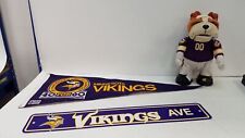 Bundle of Minnesota Vikings Memorabilia Including A Bulldog, Road Sign, Pennant picture