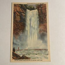 Postcard Taughannock Falls in Autumn Colors New York Linen Waterfall picture