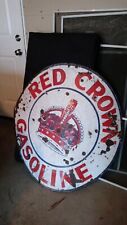 vintage porcelain enamel sign Red crown Gasoline 42